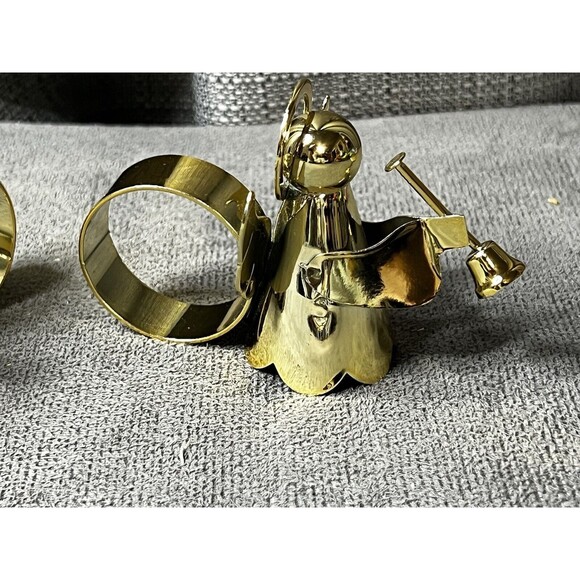 Brass Angel Napkin Ring Holders Christmas Decorations Mervyns Lot of 4 - Picture 5 of 8